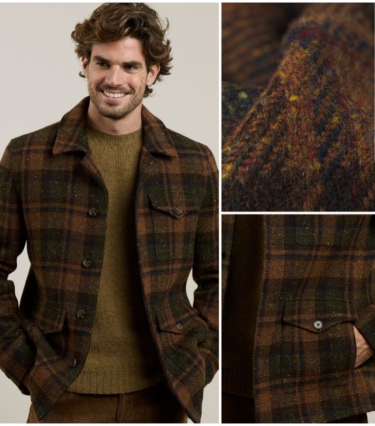 Kinsale Donegal Tweed Shirt Jacket in Autumnal Plaid